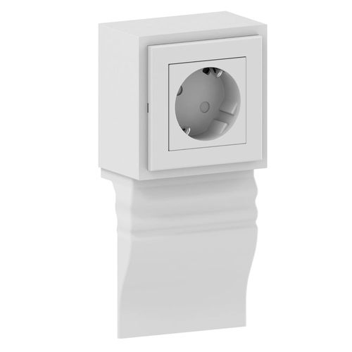Habengut Bloc multiprise 1 prise pour plinthe « Profil Berlin » en PVC,blanc