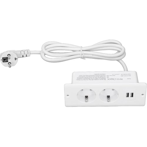 Multiprise Encastrée,Prise Encastrée pour Bureau,Prise de Conférence Encastrée avec 2 Prises CA et 2 Ports USB,Cordon de 4,92 Pieds pour Table de Conférence,établi (White)