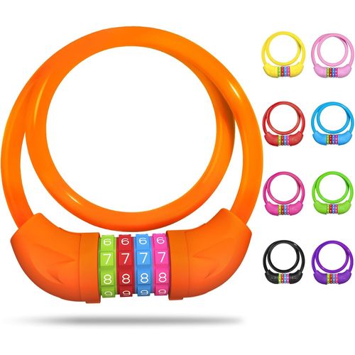 Antivol De Vélo Avec Chiffres Pour Enfants (10 X 650 Mm),Câble Antivol À Combinaison De Code,Cadenas À Combinaison De Vélo Pour Filles Et Garçons,Accessoire De Vélo Pour Enfants(Orange)