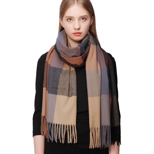 Kalanka-Plaid Echarpe Femme Pashmina Chale Etoles Hiver Chaud Grosse Grande Echarpes Foulards Cadeau Noel Anniversaire