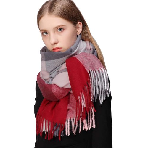 Kalanka-Plaid Echarpe Femme Pashmina Chale Etoles Hiver Chaud Grosse Grande Echarpes Foulards Cadeau Noel Anniversaire