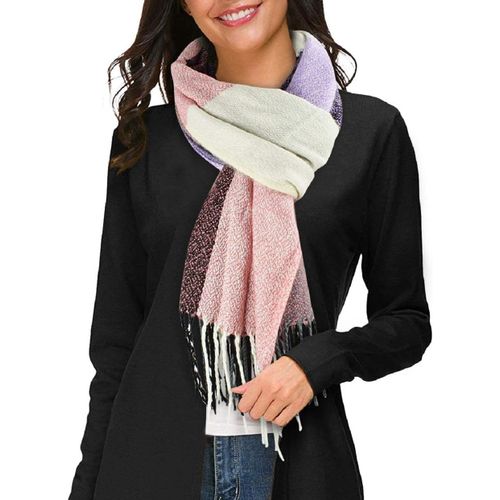 Kalanka-Hiver Echarpe Femme Plaid Longue Écharpe Chaude Grande Châles Doux Foulards Glands Elégant Wrap Châles Etoles Écharpe