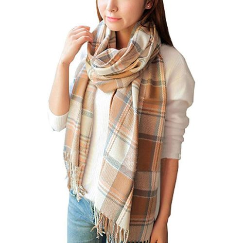 Kalanka-Hiver Echarpe Femme Plaid Longue Écharpe Chaude Grande Châles Doux Foulards Glands Elégant Wrap Châles Etoles Écharpe