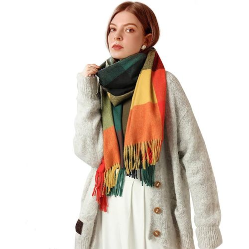 Kalanka-Écharpe Femme Cachemire Hiver Chaud, Pashmina Châle Grandes Femmes Plaid Glands Foulard, Écharpe Châle Tricolore Femme Douces Wrap Pour Autum Et Hiver 180 * 70cm