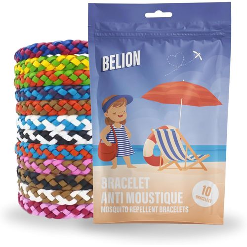 KALANKA-Bracelet anti moustique | Idéal pour les activités en plein air | Sachet de 10 bracelets en cuire pour enfants et adultes | Pratique et ludique