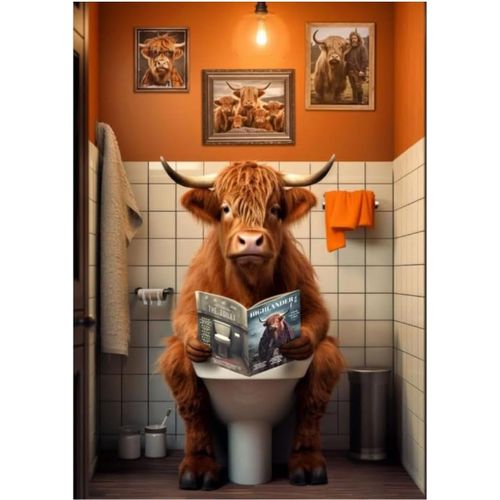 KALANKA-Tableau Decoration Murale,20 * 30CM Image sur Toile Poster Humoristique pour WC Decoration Toilette Affiche Decoration Murale Impression D`Art Abstraite D`Affiche Toilette, Sans Cadre (F)