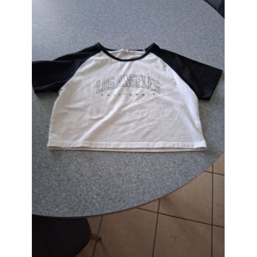 T-Shirt Court "Shein" Blanc Et Noir "T-S" Femme