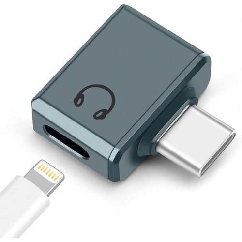 THEF-Adaptateur Audio USB C vers Lightning, Adaptateur USB C Mâle vers Écouteurs Lightning Femelle pour iPhone 16/15 Series, iPad et Autres (Gris)