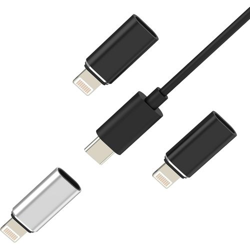 THEF-Lot de 3 adaptateurs USB C femelle vers Lightning mâle pour iPhone 14 13 12 11 Pro Max pour Apple Type C Câble connecteur rapide pour iPad Air Prise de données Chargeur portable Chargeur de voit