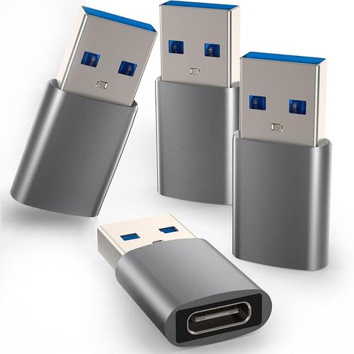 THEF-Adaptateur USB C vers USB, 4 Pack Adaptateur USB C Femelle vers USB Mâle, Adaptateur USB C vers USB 3.0 Type C Compatible avec iPhone 15/14/13/12, Samsung Galaxy S21 S22 S23