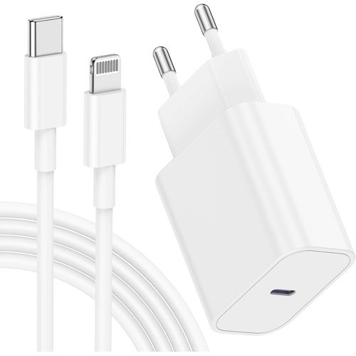 Thef-Chargeur Rapide Iphone, 20w Usb C Prise Rapide Et 2m Lightning Original Cable Secteur Mural Type C Alimentation Adaptateur Pour Iphone 14 13 12 11, 14 Pro/ 14 Pro Max/Se/X/Xs/Xr, Airpods, Ipad