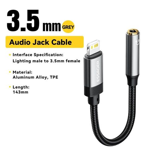Essager-Adaptateur audio pour téléphone, câble USB de type C à 3.5, OTG, pour iPhone, Xiaomi, Oneplus, 3.5mm-Lightning vers 3.5 mm