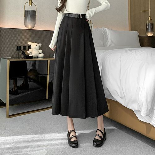 Jupe Mi-Longue Pour Femme Au Printemps Et En Été Taille Haute A-Line Swing Ol Jupe Parapluie Longueur Genou Jupe Longue Plissée