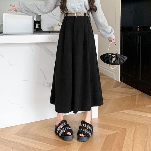 Jupe Longue Pour Femme En Automne Et En Hiver, Taille Haute, Ourlet Large, Plissée, Couvrant Les Hanches, Jupe Midi En Velours Côtelé Amincissante