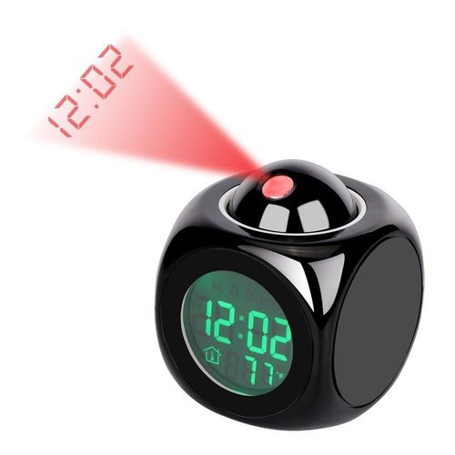 Réveil LED Projection murale/plafond LCD Numérique Température Heure Snooze USB