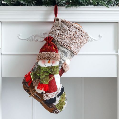 1 Paire De Chaussettes De Noël En Forme De Grand Traîneau, Bonhomme De Neige, Cerf, Vieil Homme