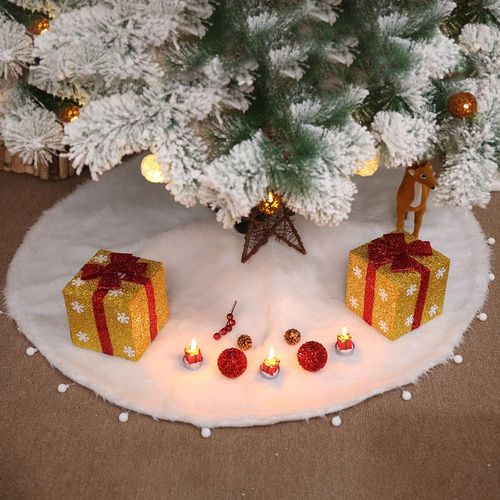 Jupe De Sapin De Noël Décoratif En Laine Long D'un Blanc Pur C