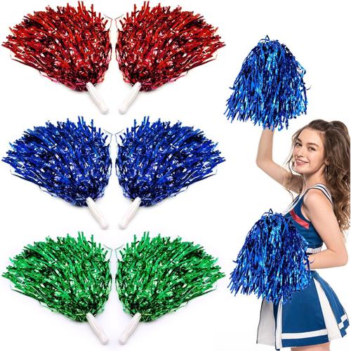 6 Pièces Cheerleading Pompons Multicolores Pompons De Pom-Pom Girl De Couleur Avec Poignée Pour Matchs De Sport, Performance Sur Scène, Fête De Vacances