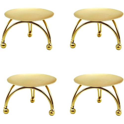 Chandelier Doré, 4 Pcs Bougeoir Plaque en Métal Candélabre Pilier Chandelier pour Décoration de Mariage Maison Noël Cadeau d'anniversaire Dîner Aux Chandelles. (7_x_4.5_cm)