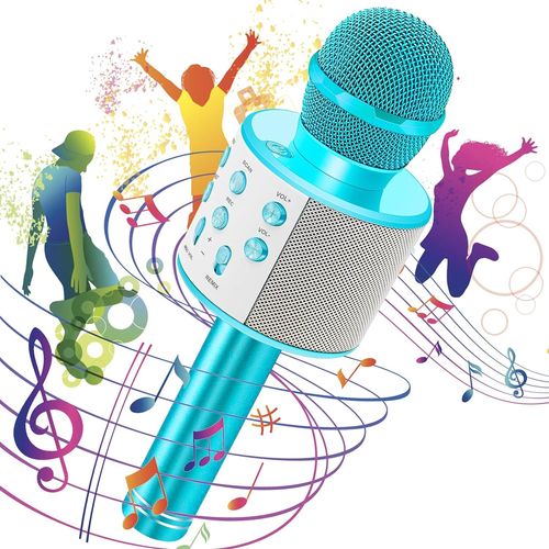 Micro Karaoke Enfant ,Microphone Sans Fil Karaoké, Micro Karaoke Bluetooth Pour Enfants Fille Garcon Pour FêTe Chanter IdéE Cadeau De NoëL Anniversaire, Compatible Avec Android/Ios/Pc/Smartphone