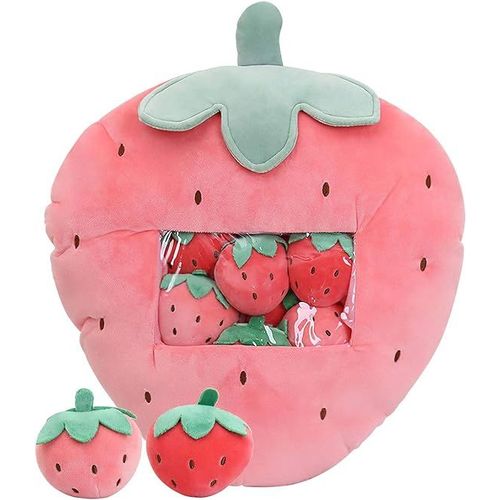 Fraises Mignon Snack Oreiller Animaux En Peluche Jouets Pudding Décoratif Amovible Kitty Chat Poupées Creative Jouet Cadeaux Pour Ados Filles Enfants