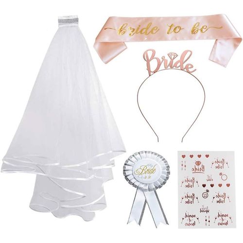 Echarpe Bride To Be Hen Party Decoration Enterrement De Vie De Jeune Fille, Bride To Be Sash Bandeau Rosette Badge Tatouages Poule Pour Bridal Shower