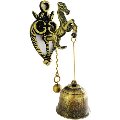 Carillon de porte magnétique rétro en métal pour intérieur ou extérieur (cheval)