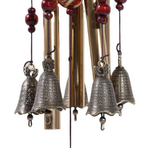 Chinois Traditionnel étonnant 4 Tubes 5 Cloches Bronze Jardin Jardin Extérieur en plein air carillons 60cm