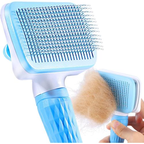 Brosse Chiens Chats, Autonettoyante Brosse Poils Morts Pour Chat Chien, Enlèvement Efficace Jusqu'à 95% Des Poils Morts Et Poils Tomentose, Adapté Pour Les Chiens Chats Cheveux Courts Et Longs.