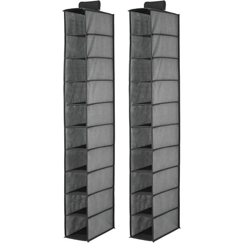 (Lot De 2 Étagère À Chaussures ? Rangement Suspendu Pour Chaussures Avec 10 Casiers ? Étagère À Suspendre Pour Un Rangement Parfait Des Portefeuilles, Sacs Ou Chaussures ? Gris Et Noir