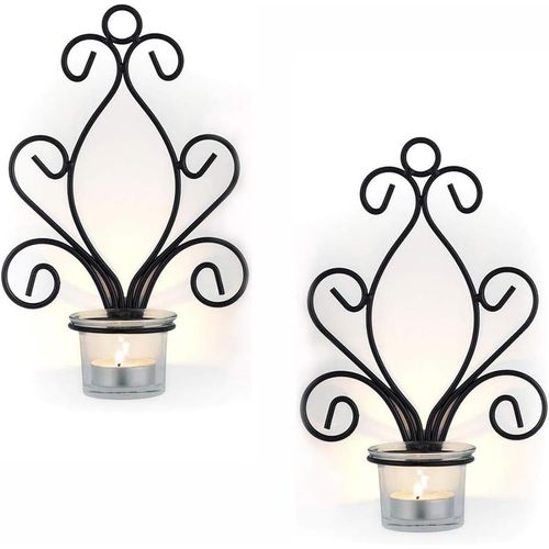 2PCS Chandelier Mural De Style Vintage, Chandelier en Fer Créatif, Décorations Murales De Jardin De La Maison, Chandelier Mural, Noir