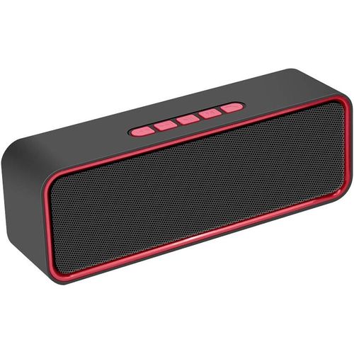 Haut-parleur portable sans fil, Bluetooth 5.0 avec basses HiFi stéréo 3D, batterie 1500 mAh, 12 heures de lecture (rouge)