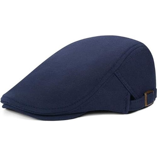 Blue Casquette Beret Homme Reglable Plate Vintage Lvy Chapeau