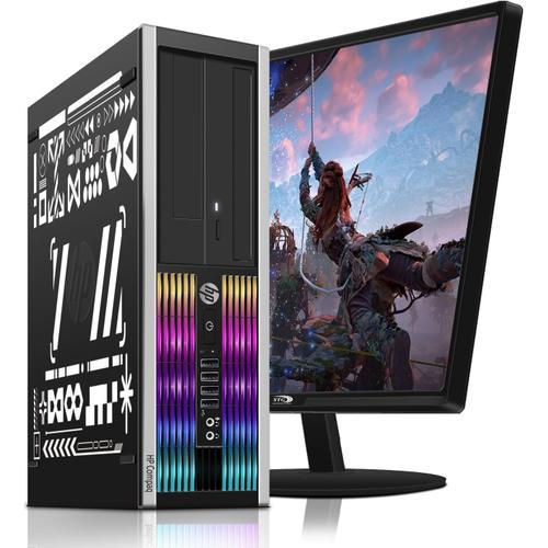 HP Ordinateur de Bureau RGB Gaming Desktop with Nouveau 22" 1080 FHD LED, Intel Quad Core I7 jusqu'à 3,9 G, GeForce GTX 750 Ti 4 Go, 16 G, 512 G SSD, 600 M WiFi, Bluetooth, Win 10 Pro (renouvelé)