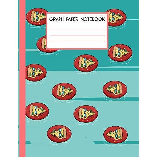 Graph Paper Notebook Quad Ruled 5 Squares Per Inch 8.5x11, Large - Cute Pizza In Sunny Beach Print: Cute Pizza Graph Paper Quad Ruled 5 X 5 (.20)