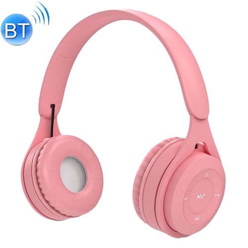 Qualité Sonore Hifi Casque Bluetooth Macaron Autonomie Longue Durée Support Appels Micro SD AUX 3.5mm + SD 4Go Rose YONIS