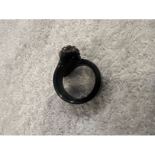 Bague Cristaluna Bombine Acrylique Noir Swarovski Doradolight Colorado Topaz 101 909 D1