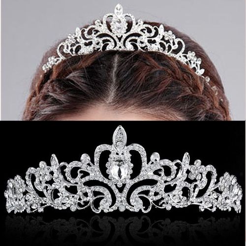 Couronne De Cheveux En Cristal Et Diamant (Argent), Serre-Tête De Mariage Pour Bal De Mariée, Couronne De Cheveux De Princesse Pour Mariage