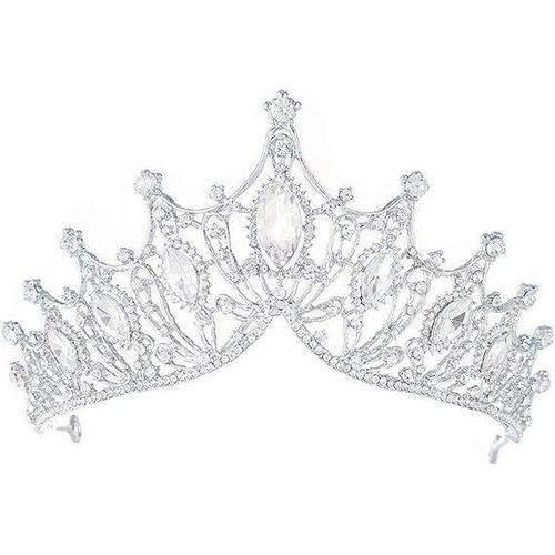 Coiffe Couronne De Diamants (Argent), Princesse Mariée En Cristal De Diamant, Costume D'halloween Et De Noël, Déesse, Reine, Fête De Mariage, Accessoires Pour Cheveux Et Coiffures Pour Femmes