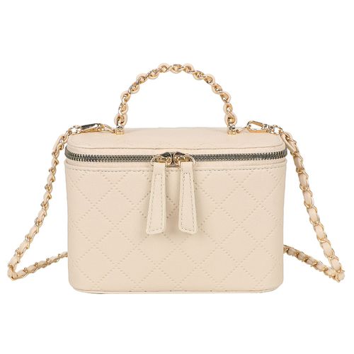 Sac à Main Vanity pour Femme Matelassé avec Anse Chaîne et Bandoulière Gallantry Beige