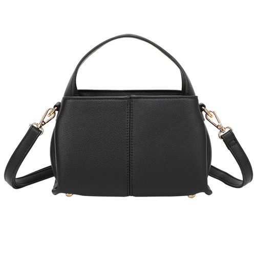 Sac à Main pour Femme Aspect Grainé avec Poignée Courte Rigide et Bandoulière Gallantry Noir