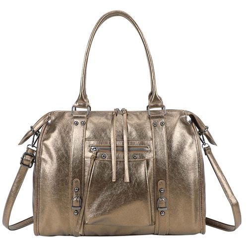 Sac à Main pour Femme Style Bowling avec Bandoulière et Anses Longues Gallantry Bronze