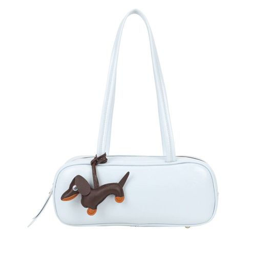 Sac Épaule Baguette pour Femme Orné d'un Pendentif Chien Gallantry Bleu