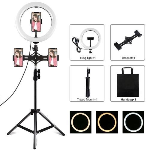 Kit Lumière Anneau LED 26cm Avec Support Double Téléphone et Trépied 1.1m Pour Vlog et Live YONIS