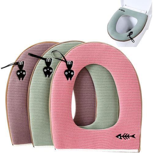 3pcs Housse de WC, Housse de Siège de Toilette Abattant WC Coussin Lavable Toilet Seat Cover Cushion Toilet Cover
