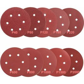 100 PCS 125mm Disque de Ponçage, Disque Abrasif, Papier Sablé de 40/80/120/180/320/600/800/1000/1500/2000 (10 Disques par Taille de Grain)