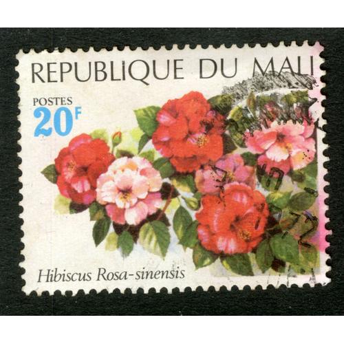Timbre Oblitéré République Du Mali, Hibiscus Rosa-Sinensis, Postes, 20 F
