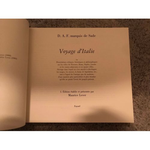 D. A. F. Marquis De Sade Voyage D’Italie