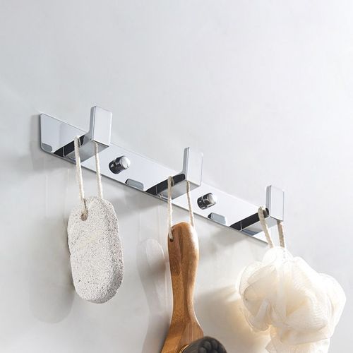 Porte-manteau mural (argenté), porte-manteau, porte-serviettes, ensemble de 3 crochets, accessoires de salle de bain, montage mural en acier inoxydable 304