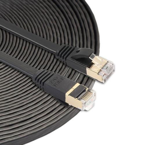 15m CAT7 10 Gigabit Ethernet câble de raccordement ultra plat pour modem réseau LAN routeur - Construit avec des connecteurs RJ45 blindés (noir)
